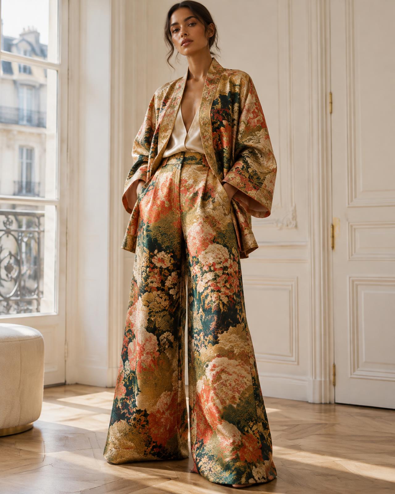 Kimono et pantalon en brocard COLORPARADIZE